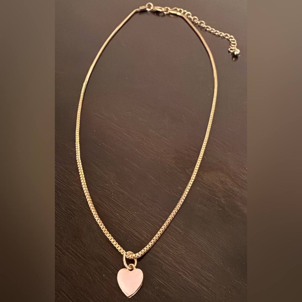 Delicate Gold Tone Heart Necklace | Minimal Pink Heart Pendant Layering Jewelry - Picture 4 of 4